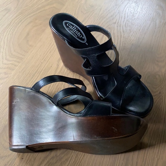 Black Sandals Size 39 or 8 Callisto worn once - Picture 1 of 4